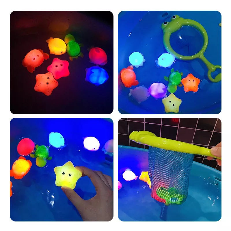 LED Light Up Bath Toys Set for Kids | Floating Water Toys with Night Light
