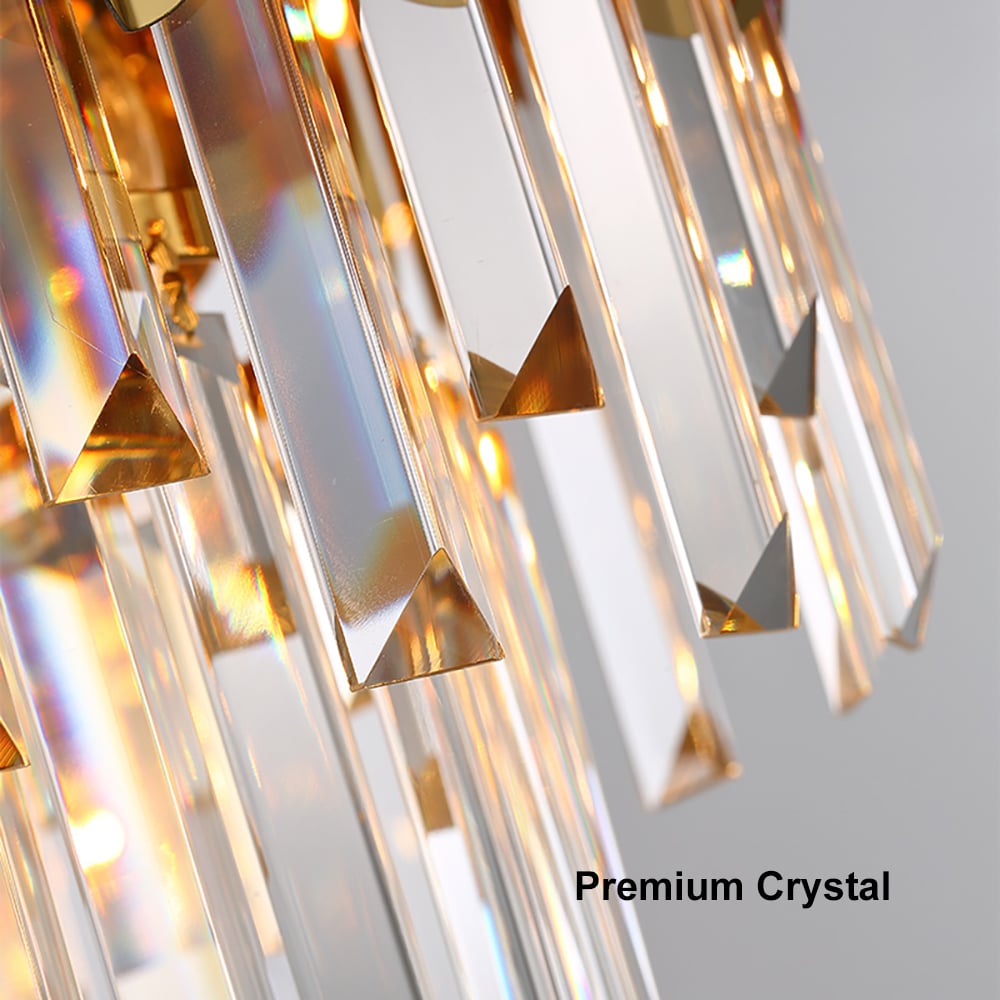 Gold Crystal Chandelier with Tiered Design | Modern Elegant Ceiling Light