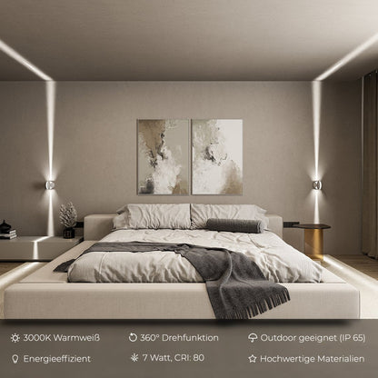 Rotating LED Wall Light Sconce | Modern Adjustable Indoor Bedroom Lamp