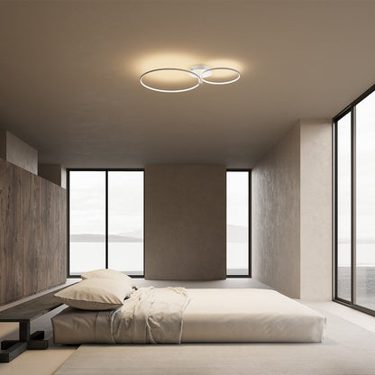 Modern Double Ring LED Ceiling Light | Dimmable Bedroom Living Room Lamp