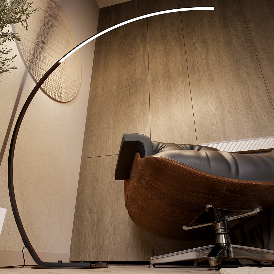 Modern Arc LED Floor Lamp in Minimalist Style | Adjustable Standing Light for Living Room