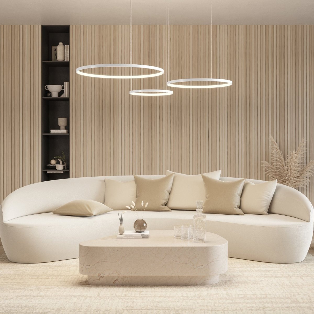 Modern LED Ring Chandelier | Contemporary Dimmable Dining Room Ceiling Light