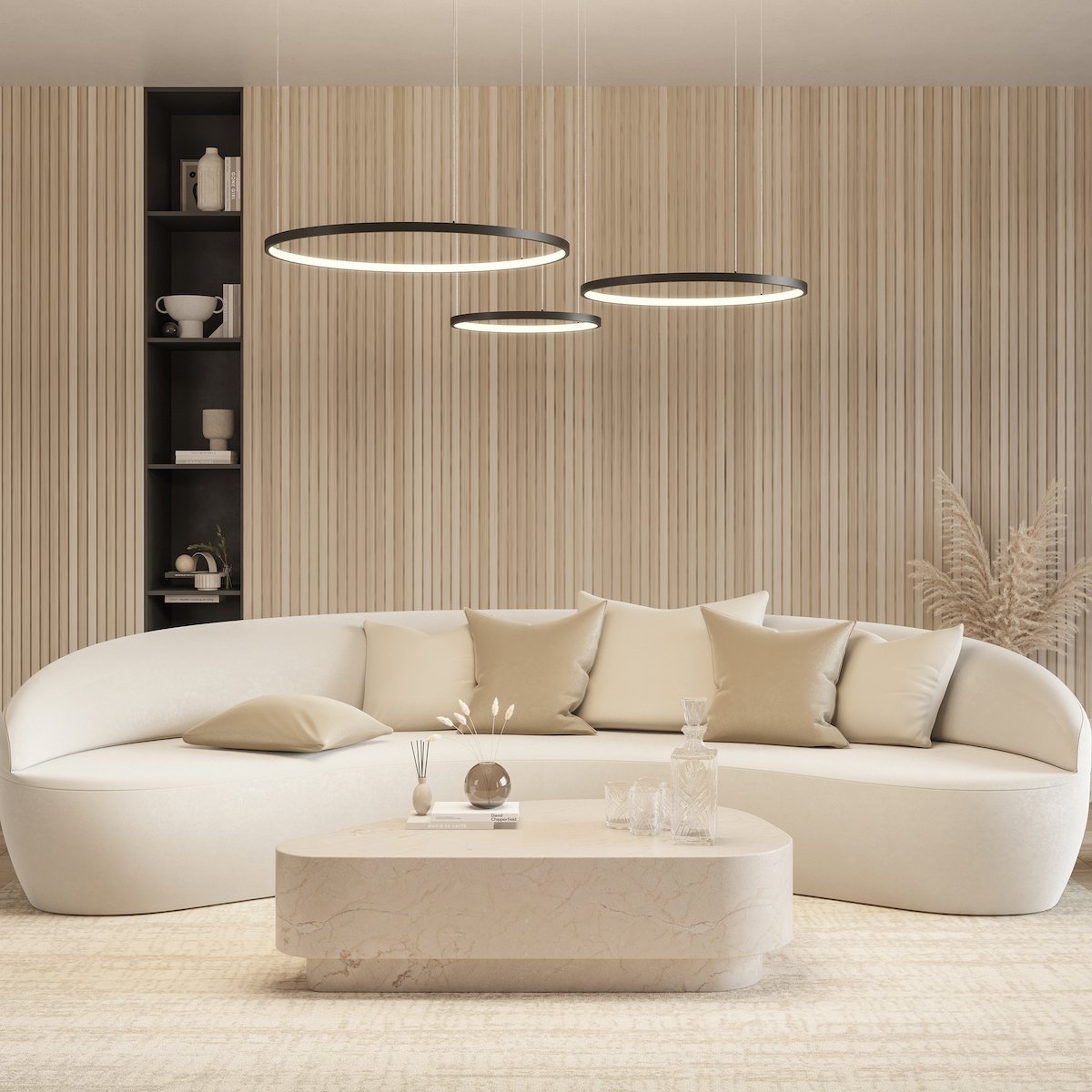 Modern LED Ring Chandelier | Contemporary Dimmable Dining Room Ceiling Light