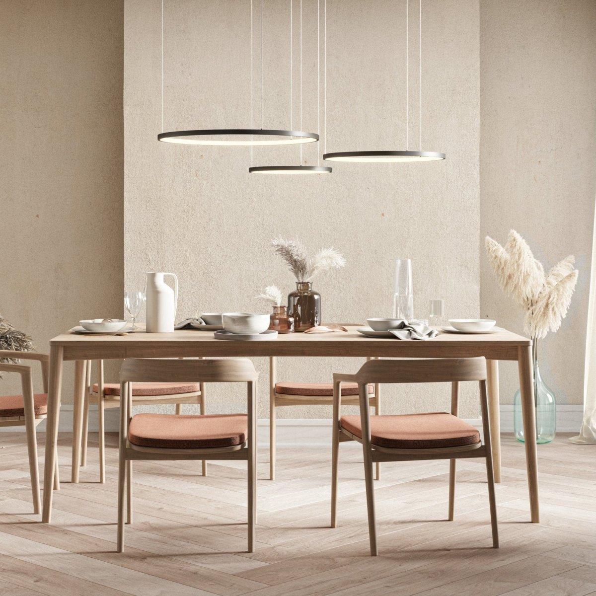 Modern LED Ring Chandelier | Contemporary Dimmable Dining Room Ceiling Light