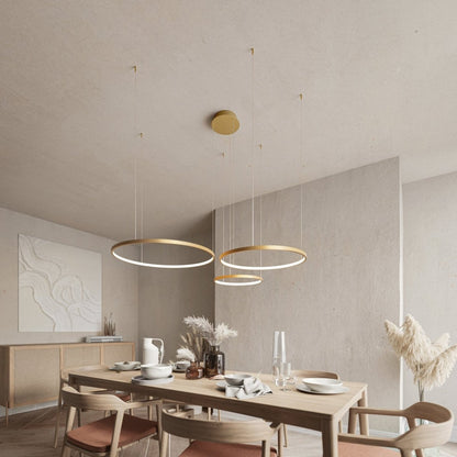 Modern LED Ring Chandelier | Contemporary Dimmable Dining Room Ceiling Light