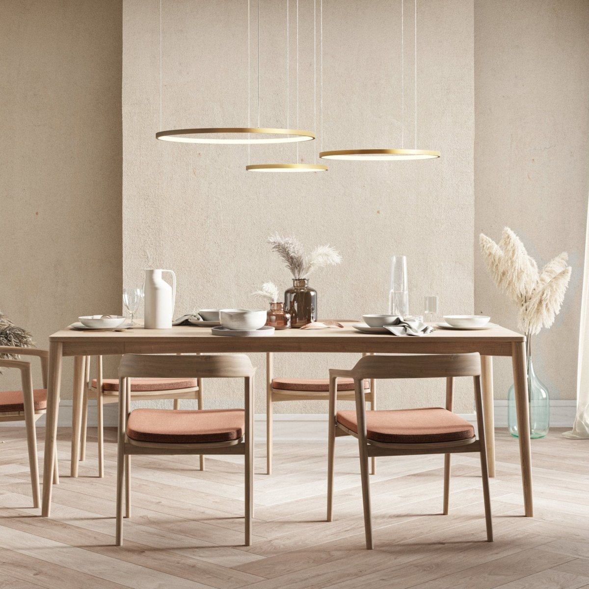 Modern LED Ring Chandelier | Contemporary Dimmable Dining Room Ceiling Light