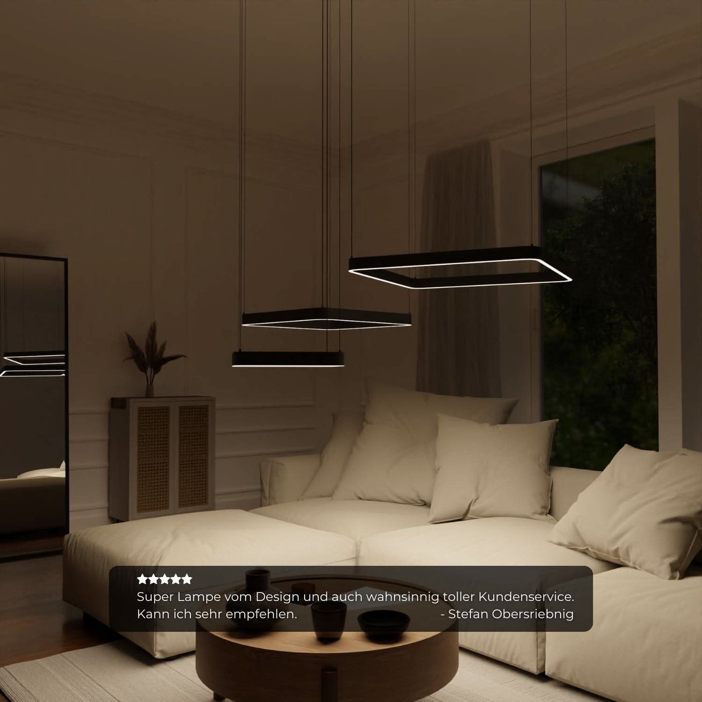 Geometric Pendant Ceiling Light with Floating Squares | Modern LED Hanging Lamp