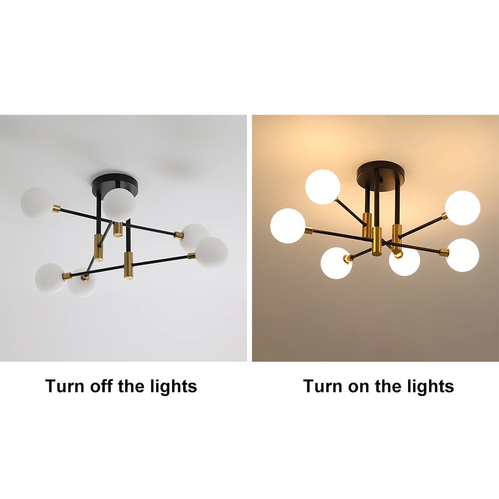 Mid-Century Modern Light Globe Chandelier | Semi-Flush Ceiling Light