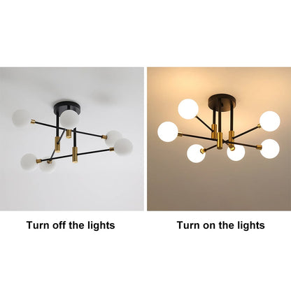 Mid-Century Modern Light Globe Chandelier | Semi-Flush Ceiling Light