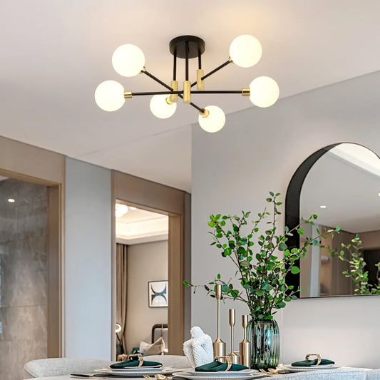 Mid-Century Modern Light Globe Chandelier | Semi-Flush Ceiling Light