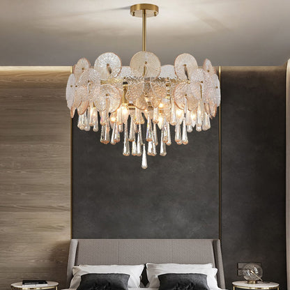 Luxury Tiered Crystal Chandelier in Gold Finish | Elegant Ceiling Light