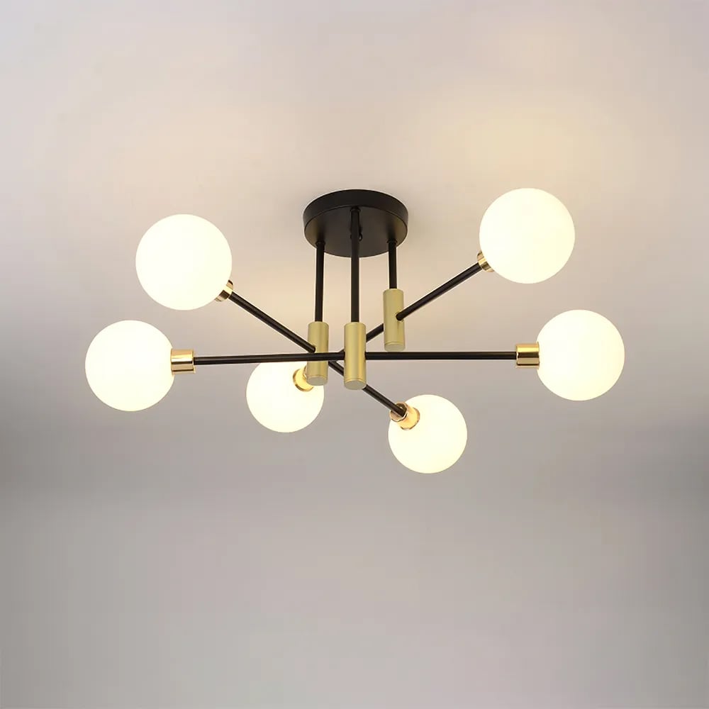 Mid-Century Modern Light Globe Chandelier | Semi-Flush Ceiling Light