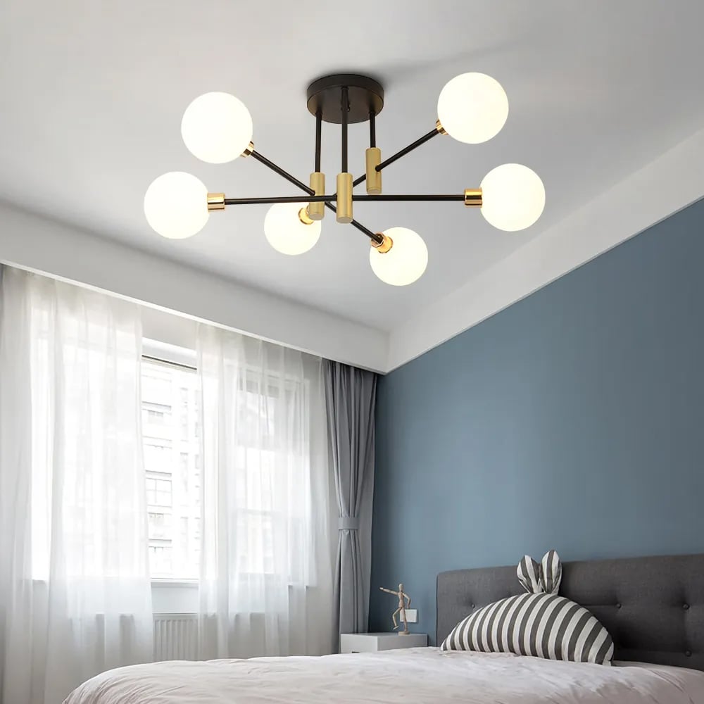 Mid-Century Modern Light Globe Chandelier | Semi-Flush Ceiling Light