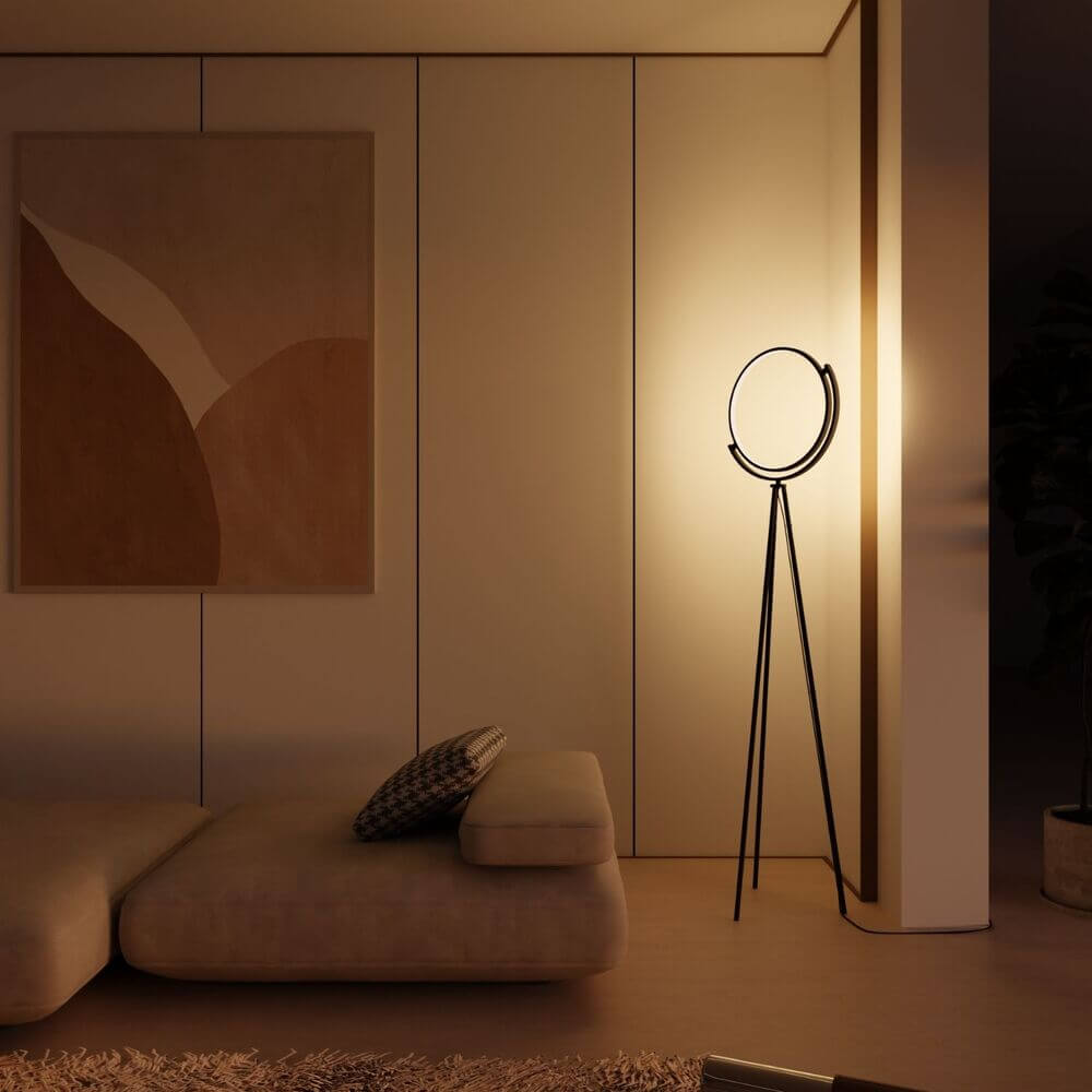 Futuristic Modern Floor Lamp with Rotating Lampshade | Standing Light for Living Room