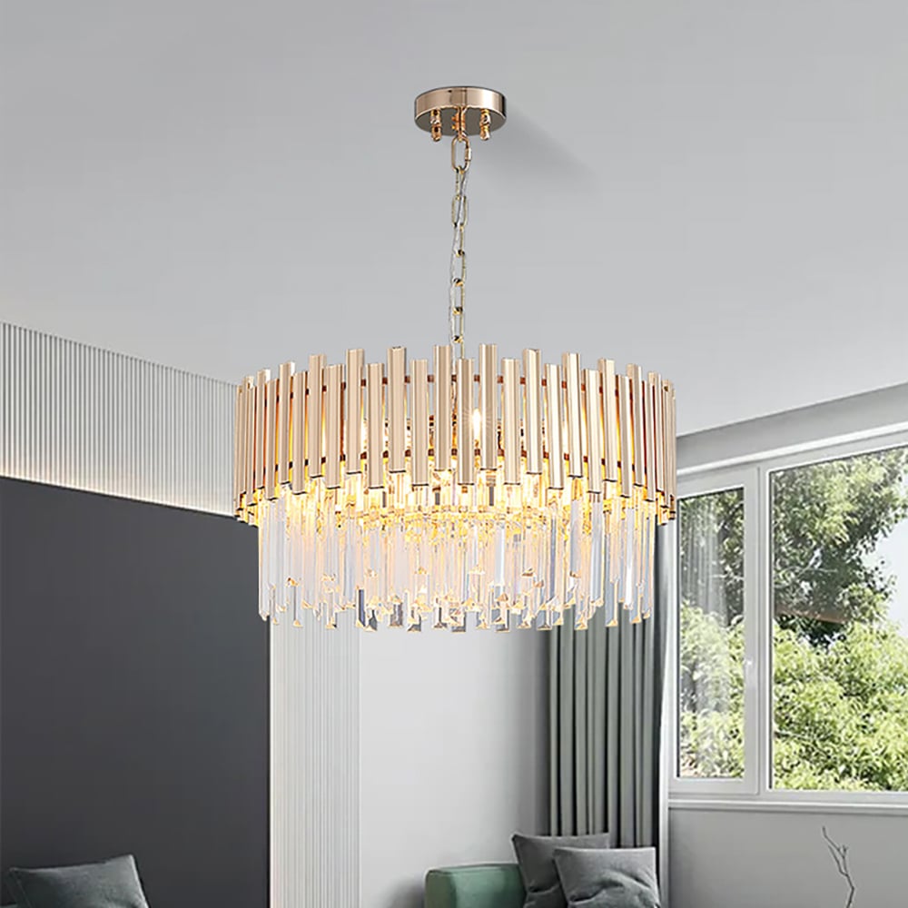 Modern Gold Crystal Chandelier for Dining Room | Elegant Ceiling Light