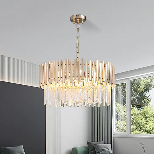 Modern Gold Crystal Chandelier for Dining Room | Elegant Ceiling Light