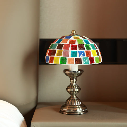 Tiffany Style Mosaic Table Lamp | Colourful Stained Glass Bedside Light