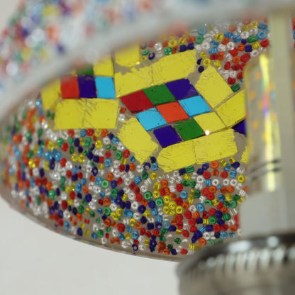 Tiffany Style Floral Mosaic Table Lamp | Colourful Stained Glass Bedside Light