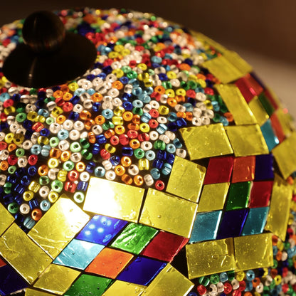 Tiffany Style Floral Mosaic Table Lamp | Colourful Stained Glass Bedside Light