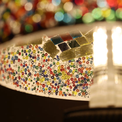 Tiffany Style Floral Mosaic Table Lamp | Colourful Stained Glass Bedside Light