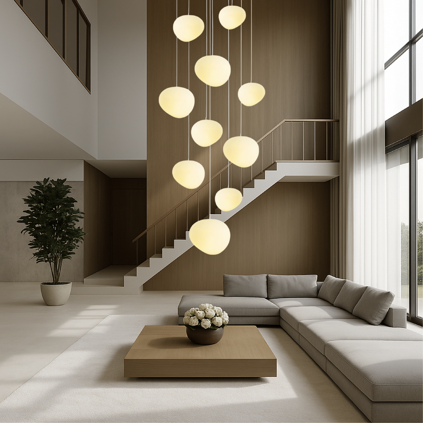 Nordic Staircase Chandelier | Modern LED Ceiling Light for Hallway and Entryway