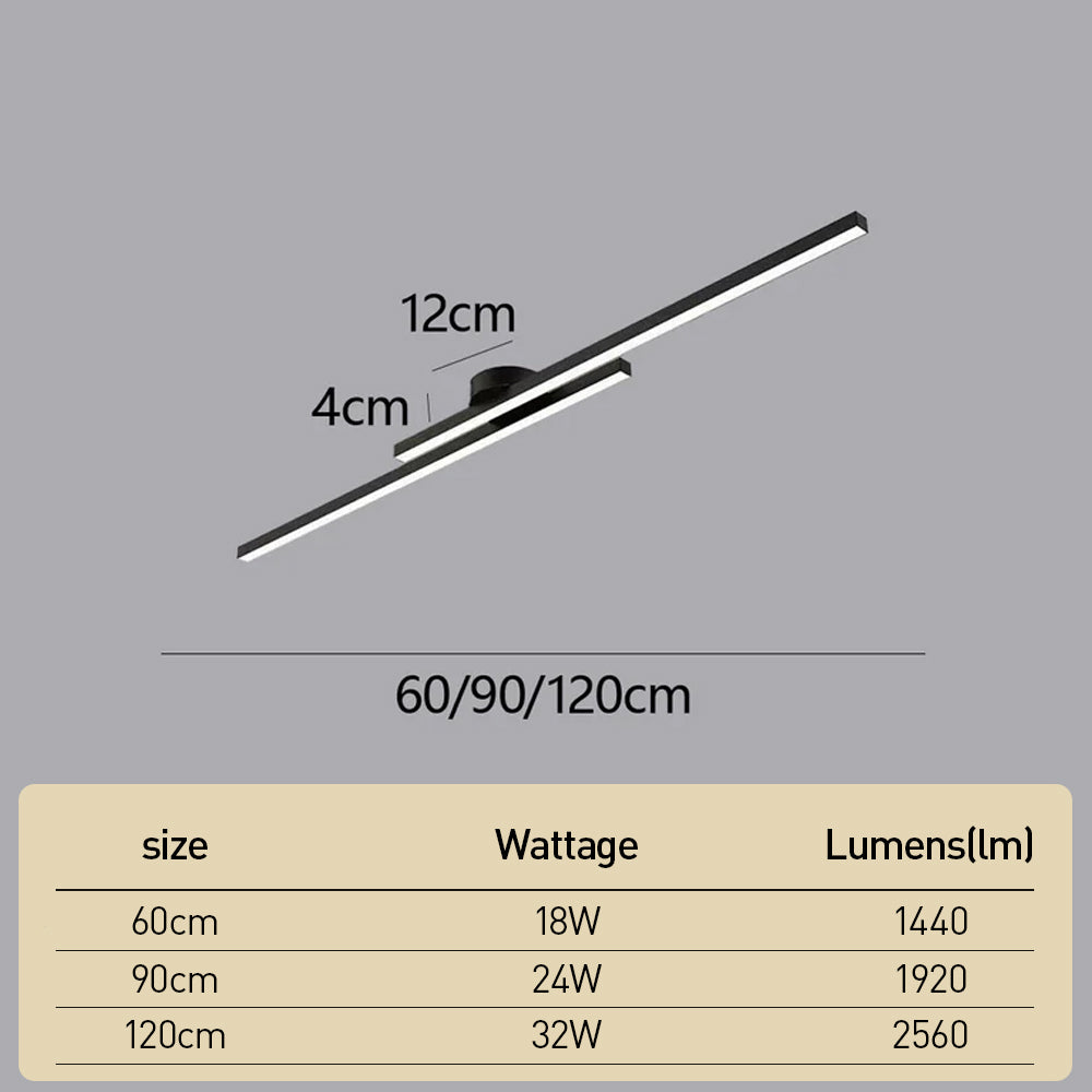 Modern Aluminium LED Ceiling Light | Long Strip Living Room Flush Mount Lamp