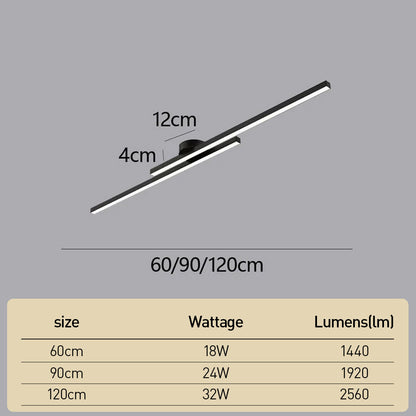 Modern Aluminium LED Ceiling Light | Long Strip Living Room Flush Mount Lamp