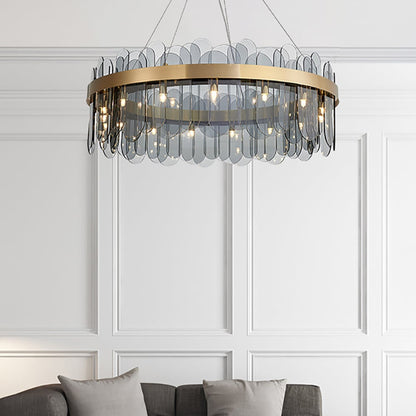 Modern Round Crystal Chandelier in Gold Finish | Elegant Ceiling Light