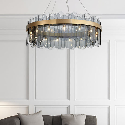 Modern Round Crystal Chandelier in Gold Finish | Elegant Ceiling Light