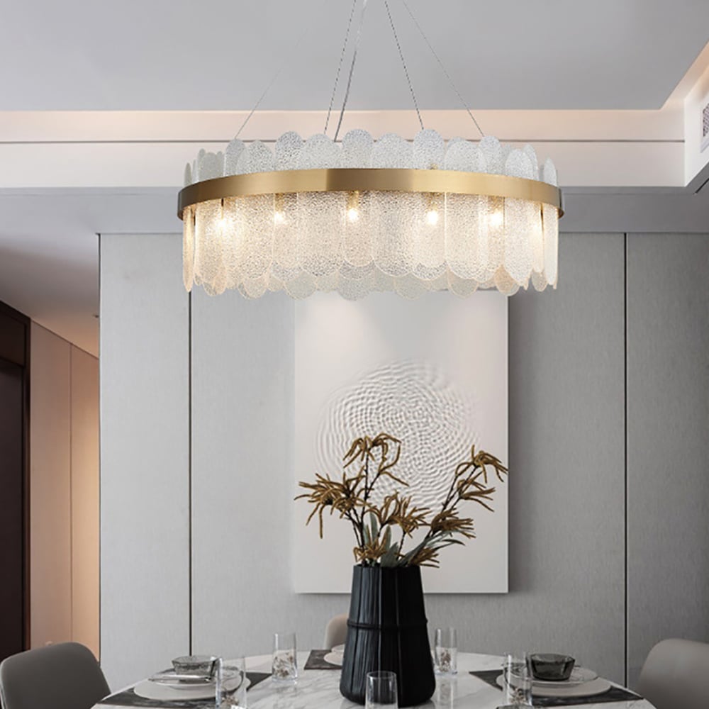 Modern Round Crystal Chandelier in Gold Finish | Elegant Ceiling Light