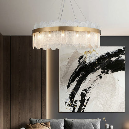 Modern Round Crystal Chandelier in Gold Finish | Elegant Ceiling Light
