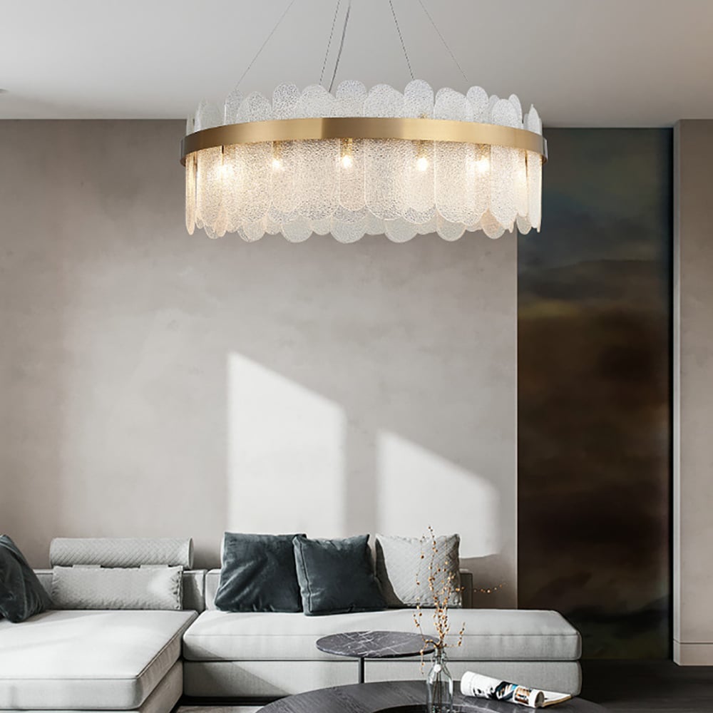 Modern Round Crystal Chandelier in Gold Finish | Elegant Ceiling Light