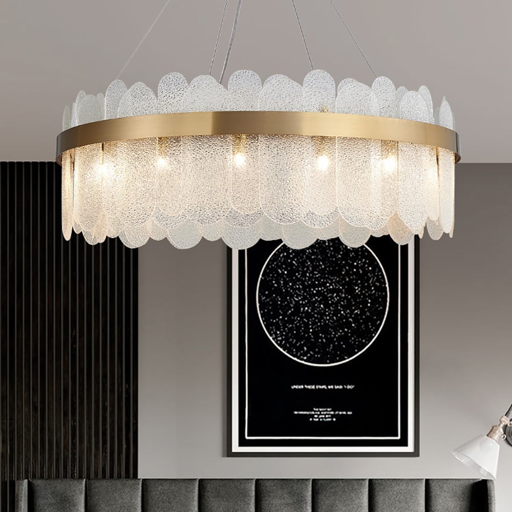 Modern Round Crystal Chandelier in Gold Finish | Elegant Ceiling Light