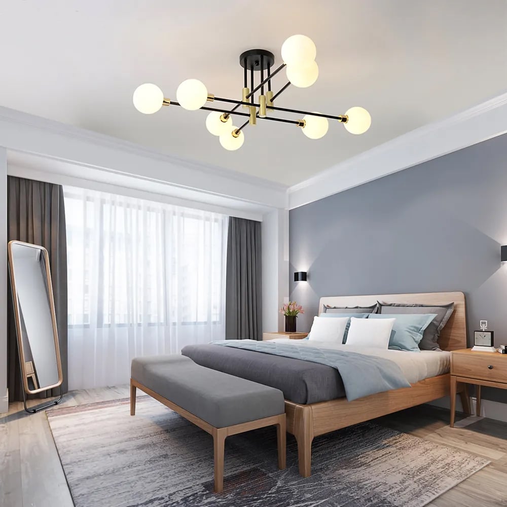 Mid-Century Modern Light Globe Chandelier | Semi-Flush Ceiling Light