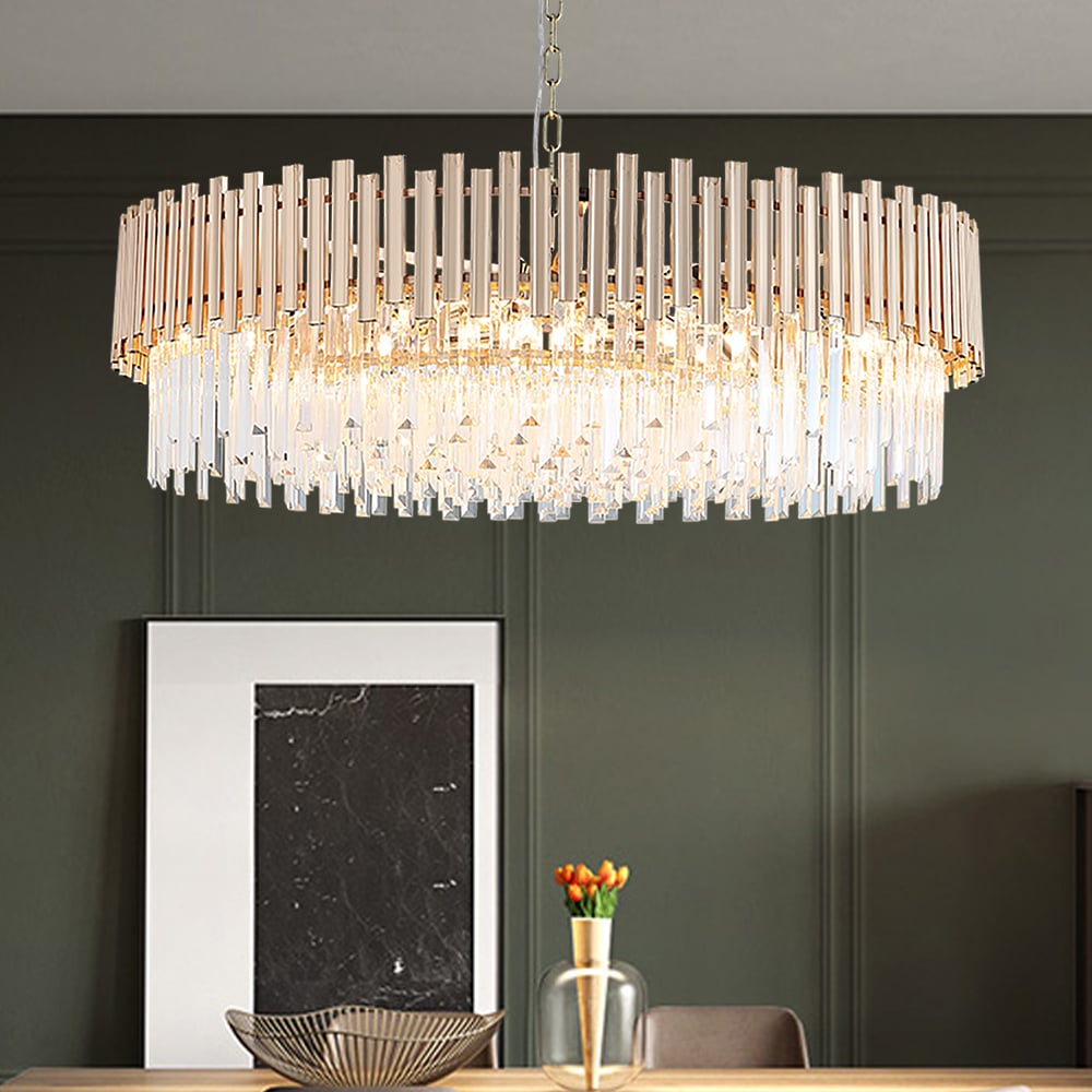 Modern Gold Crystal Chandelier for Dining Room | Elegant Ceiling Light