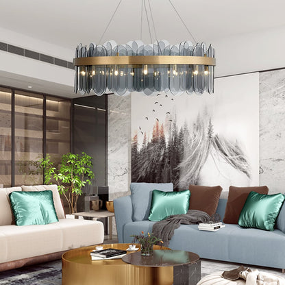 Modern Round Crystal Chandelier in Gold Finish | Elegant Ceiling Light