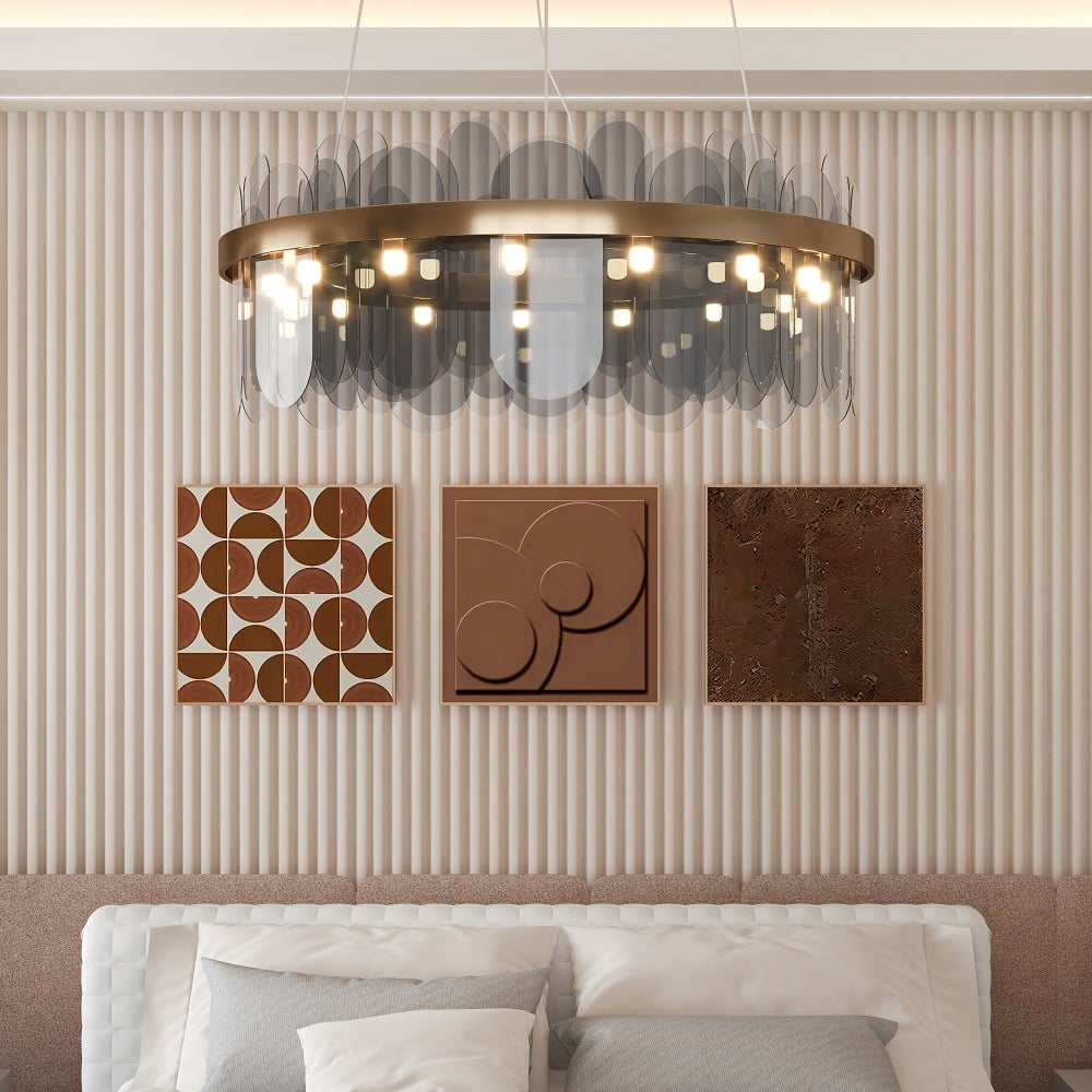 Modern Round Crystal Chandelier in Gold Finish | Elegant Ceiling Light