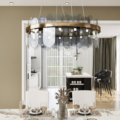 Modern Round Crystal Chandelier in Gold Finish | Elegant Ceiling Light