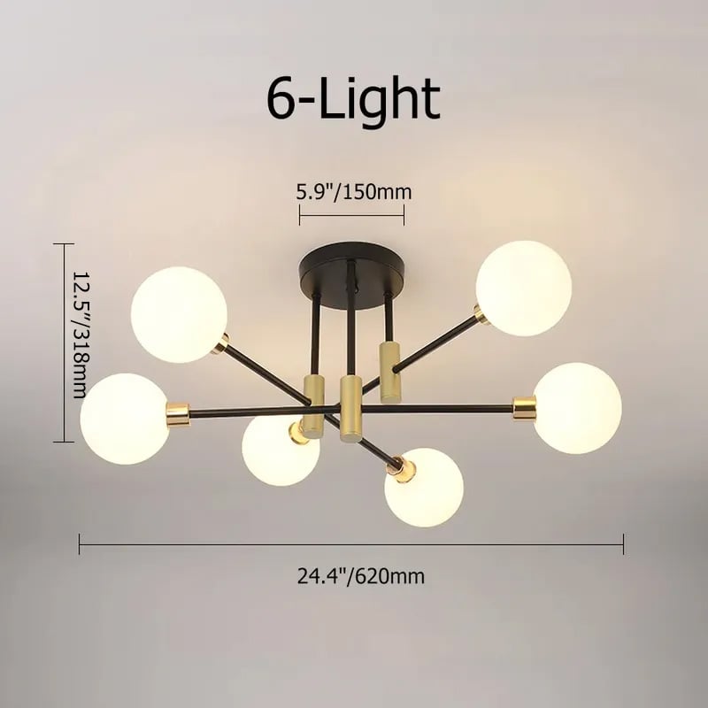 Mid-Century Modern Light Globe Chandelier | Semi-Flush Ceiling Light