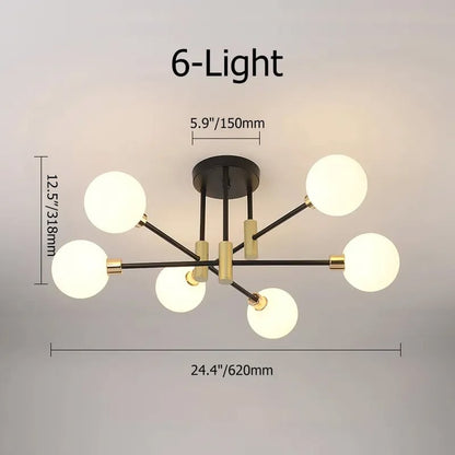 Mid-Century Modern Light Globe Chandelier | Semi-Flush Ceiling Light
