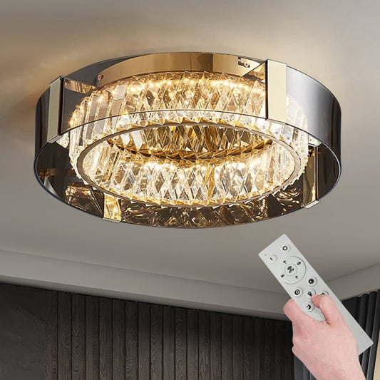 Luxury Crystal LED Chandelier with Remote | Modern Dimmable Ceiling Light