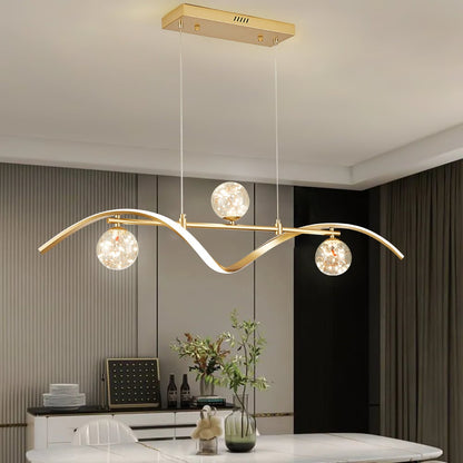 Modern Linear Chandelier with Glass Globes | Elegant LED Ceiling Light