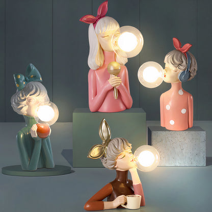 Handcrafted Artistic Figurine LED Table Lamp | Decorative Bedside and Desk Light
