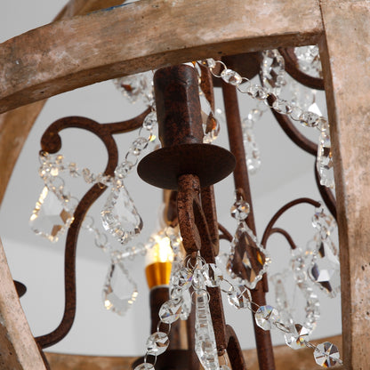 Rustic Globe Chandelier with Candle Lights | Vintage Ceiling Light Fixture