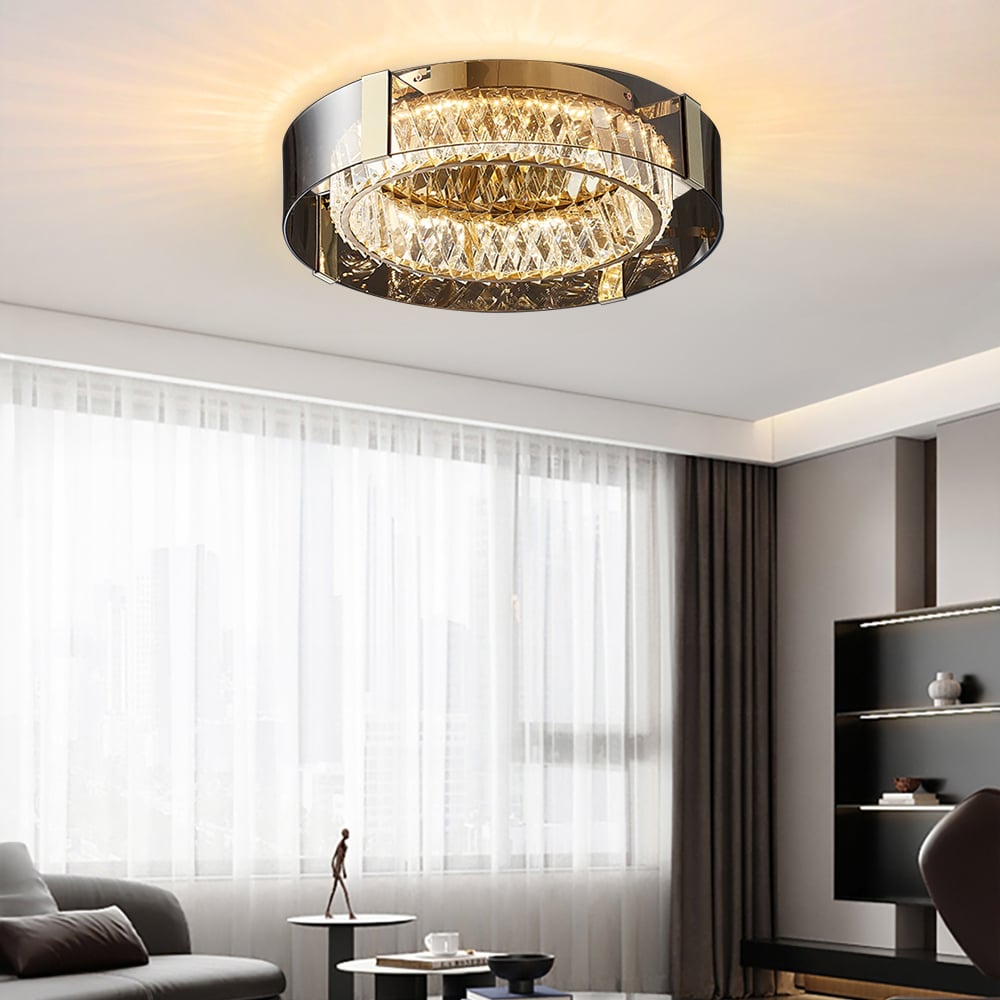 Luxury Crystal LED Chandelier with Remote | Modern Dimmable Ceiling Light