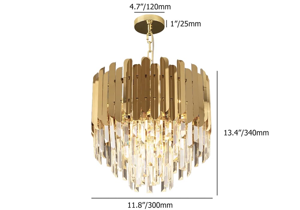 Gold Crystal Chandelier with Tiered Design | Modern Elegant Ceiling Light