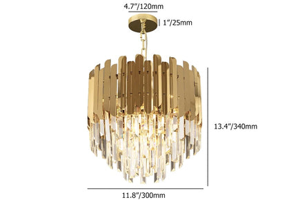 Gold Crystal Chandelier with Tiered Design | Modern Elegant Ceiling Light