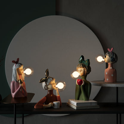 Handcrafted Artistic Figurine LED Table Lamp | Decorative Bedside and Desk Light