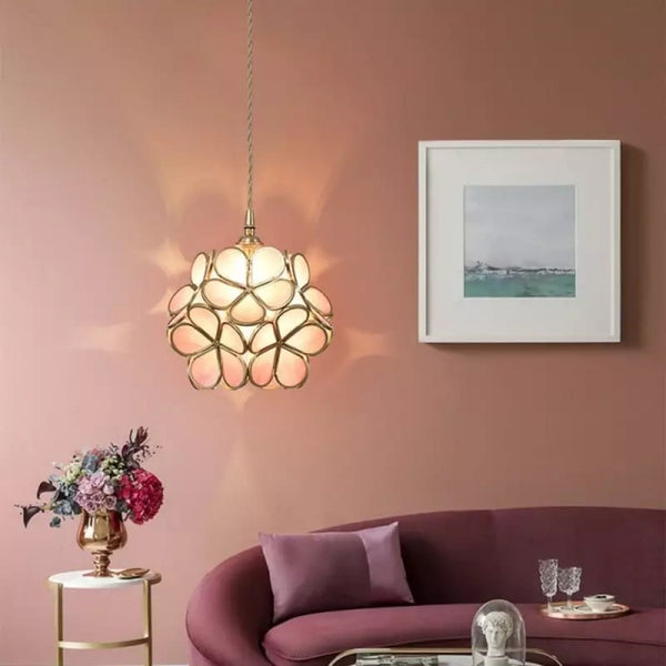 Vintage Flower Glass Pendant Ceiling Light | Elegant Hanging Lamp for Dining Room