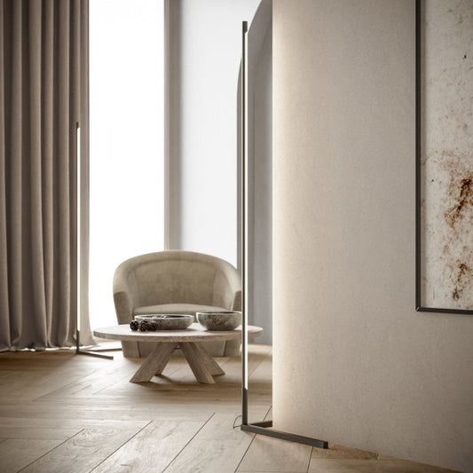 Minimalist LED Corner Floor Lamp with Remote Control | Modern Standing Light